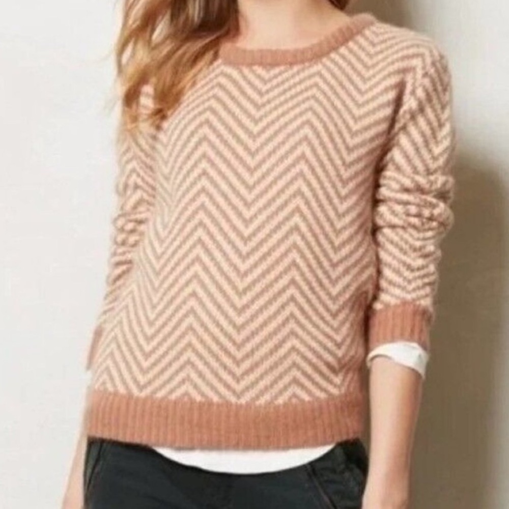 Ganni x Anthropologie Sweater Angora Blend
Zig zag  Print Knit Pullover